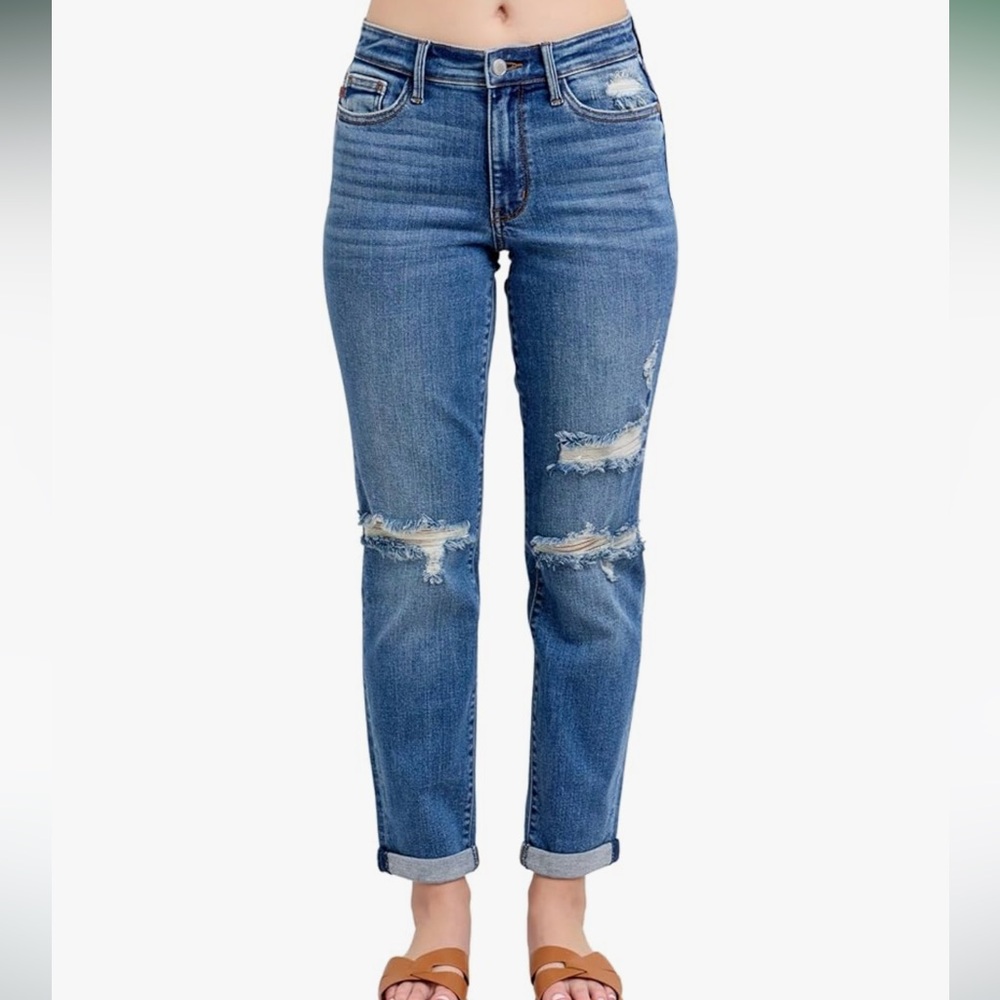 Judy‎ Blue Mid Rise Vintage Wash Destroy Boyfriend Jeans Size 16W NWT